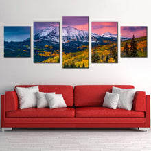 Load image into Gallery viewer, Autumn Landscape Canvas Wall Art White Fall Mountain 5 Piece Canvas Set East Beckwith Mountain Canvas Print For Living Room
