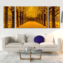 Load image into Gallery viewer, Autumn Road Canvas Wall Art Brown Trees Forest Path 3 Piece Multiple Canvas Orange Autumn Forest Triptych Canvas Print For Living Room
