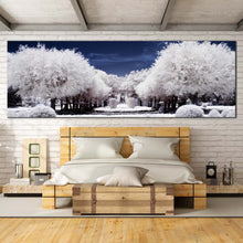 Load image into Gallery viewer, Autumn  Forest  Canvas  Wall  Art  Blue  Night  Cloudy  Sky  Scenery  Bedroom  1  Piece  Canvas  Artwork  Snow  Covered  White  Trees  Forest  Canvas  Print For Bedroom
