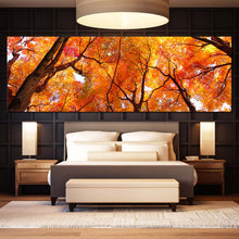 Load image into Gallery viewer, Autumn  Forest  Canvas  Wall  Art  Red  Yellow  Trees  Forest  Bedroom  1  Piece  Canvas  Print  Brown  Trees  Brunches  Wide  Canvas For Bedroom
