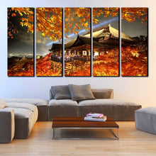 Load image into Gallery viewer, Autumn Night Light Up At Kiyomizu dera Temple 5 piece canvas art for home decor For Living Room
