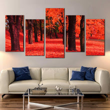 Load image into Gallery viewer, Autumn red forest 5 piece canvas print For Living Room
