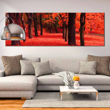 Load image into Gallery viewer, Autumn  red  forest  panoramic  canvas  print For Living Room
