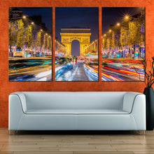 Load image into Gallery viewer, Avenue des Champs Elysees paris triptych canvas print For Living Room
