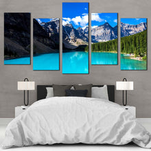 Load image into Gallery viewer, Banff National Park Canvas Wall Art Alberta Ocean Mountains Canvas Print Green Blue Moraine Lake  5 Piece Canvas Print For Bedroom
