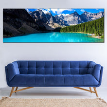 Load image into Gallery viewer, Banff  National  Park  Canvas  Wall  Art  Alberta  Ocean  Mountains  Canvas  Print  Green  Blue  Moraine  Lake  Living  Room  1  Piece  Canvas  Print In Living Room
