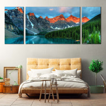 Load image into Gallery viewer, Banff  National  Park  Canvas  Wall  Art  Canada  Grey  Orange  Rocky  Mountains  Multiple  Canvas  Beautiful  Landscape  Forest  Trees  Canvas  Set  Blue  Moraine  Lake  Canvas For Bedroom
