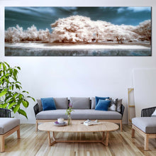 Load image into Gallery viewer, Bangkok  Park  Canvas  Print  Beautiful  White  Tress  Water  Reflection  Canvas  Wall  Art  Thailand  Blue  Cloudy  Sky  1  Piece  Wide  Canvas For Living Room
