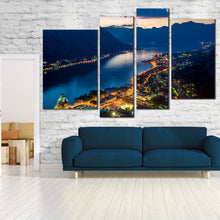 Load image into Gallery viewer, Bay of Kotor Night View From Old Monastery night view 4 Panel Canvas 
