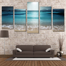 Load image into Gallery viewer, Beach Sand Canvas Wall Art Seychelles Digue Island  5 Piece Canvas Blue Grey Ocean Sky Canvas Print For Living Room
