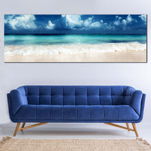Load image into Gallery viewer, Beach  Sky  Canvas  Wall  Art  Blue  Caribbean  Sea  Living  Room  1  Piece  Multi  Canvas  White  Sand  Ocean  Sky  Canvas  Print In Living Room

