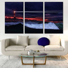 Load image into Gallery viewer, Beach and Lighthouse at Sunset canvas home decor For Living Room
