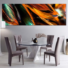 Load image into Gallery viewer, Beautiful Feather Canvas WallArt  Orange Green Abstract Feather 1 Piece Canvas In  Living Room
