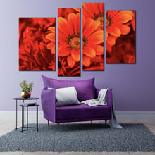 Load image into Gallery viewer, Beautiful Floral Canvas Print Abstract Red Flowers 4 Piece Canvas Wall Art Flowers Close Up Canvas Set
