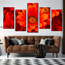 Load image into Gallery viewer, Beautiful Floral Canvas Print Abstract Red Flowers 5 Piece Canvas WallArt Flowers Close Up Canvas Set For Living Room
