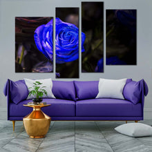 Load image into Gallery viewer, Beautiful Floral Canvas Print Rose Flower 4 Piece Canvas Wall Art Isolated Blue Rose Multiple Canvas
