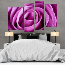 Load image into Gallery viewer, Beautiful Floral Canvas Wall Art Abstract Flowers Canvas Print Purple Rose 4 Piece Multiple Canvas in bedroom
