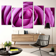 Load image into Gallery viewer, Beautiful Floral Canvas WallArt Abstract Flowers Canvas Print Purple Rose 5 Piece Multiple Canvas In Living Room
