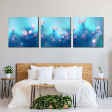 Load image into Gallery viewer, Beautiful Primroses Canvas Print Artistic Flowers 3 Piece Canvas Wall Art White Flowers Blue Sky Multi Canvas Artwork In Bedroom
