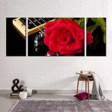 Load image into Gallery viewer, Beautiful Roses Canvas Print Rosses Brown Wall Background Canvas Set Fresh Red Rose 3 Piece Canvas WallArt
