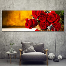 Load image into Gallery viewer,   Beautiful Roses Canvas Print Rosses Brown Wall Background Canvas Fresh Red Rose 1 Piece Canvas Wall Art   For Living Room
