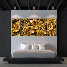 Load image into Gallery viewer, Beautiful Roses Canvas Print Yellow Roses Floral Close Up Multiple Canvas Golden Roses 3 Piece Canvas Wall Art For Bedroom
