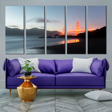 Load image into Gallery viewer, Beautiful 5 Piece Bridge At Dusk Mountain Grey Sky Canvas Print For Living Room
