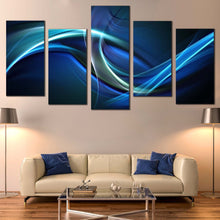 Load image into Gallery viewer, Beautiful Abstract Canvas Print Blue Abstract Waves 5 Piece Multi Canvas Artwork Beautiful Green Elegant Abstract Canvas Wall Art In Living Room
