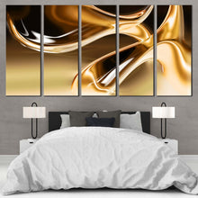 Load image into Gallery viewer, Beautiful Abstract Canvas Wall Art Brown Modern Abstract Patterns Canvas Set Contemporary Liquid Gold Abstract  5 Piece Canvas Print For Bedroom
