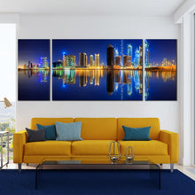 Load image into Gallery viewer, Beautiful  Dubai  Business  Bay  Line  of  Towers  Reflection  triptych  canvas  print For Living Room
