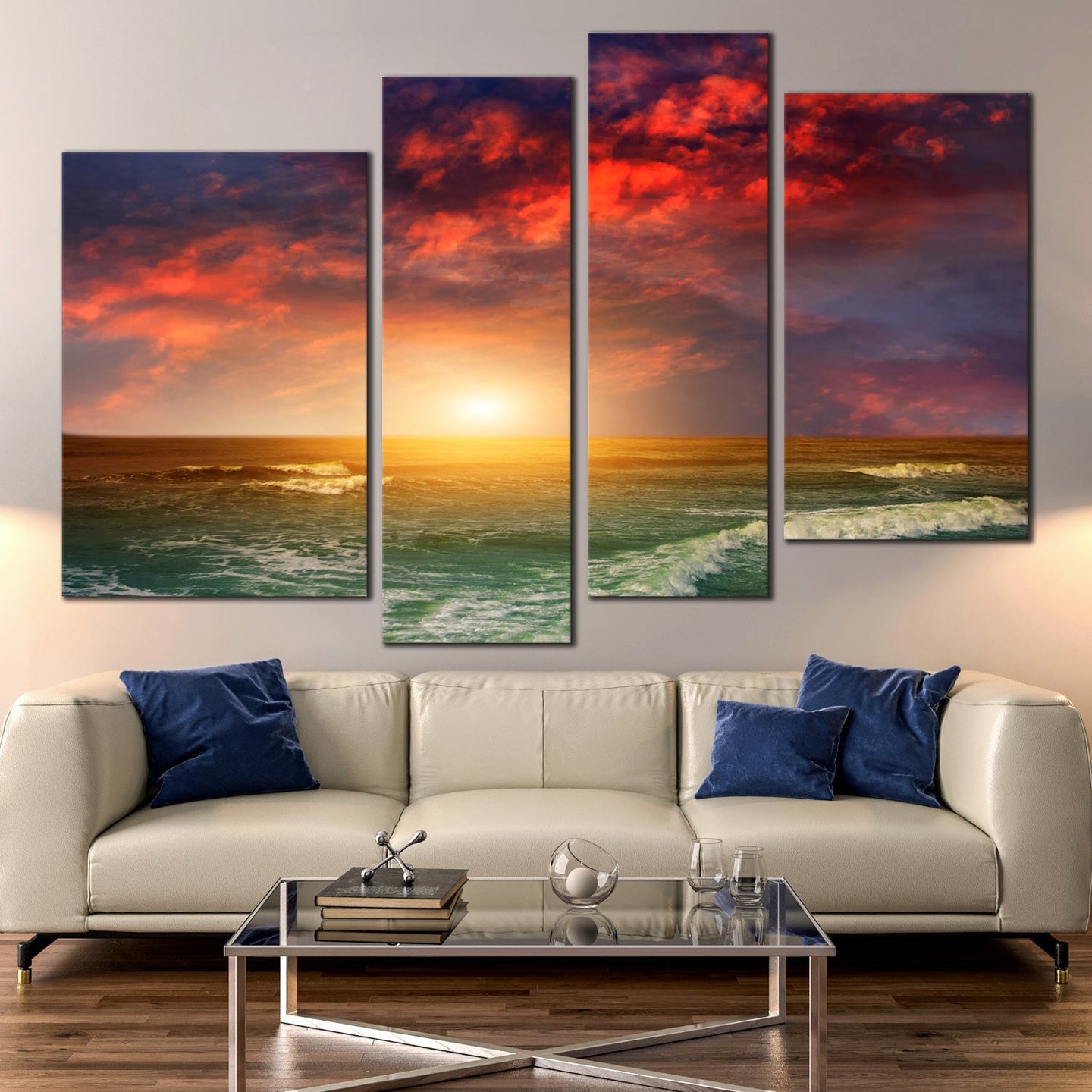 Beautiful Indian Ocean Sunset 4 Piece Decor 