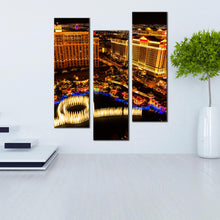 Load image into Gallery viewer, Beautiful  Las  Vegas  City  Strip  Skyline  At  Night  3  piece  Wall  Decor
