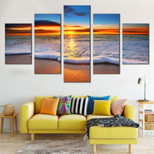 Load image into Gallery viewer, Beautiful  Orange  Evening  Dawn  Blue  Ocean  5  Piece  decor  For Living Room
