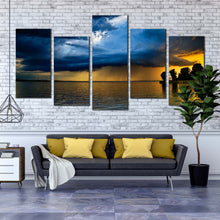 Load image into Gallery viewer, Beautiful Orange Evening Dawn Blue Ocean 5 Piece decor In Living Room
