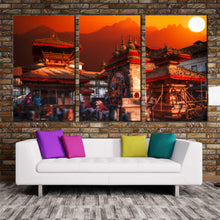 Load image into Gallery viewer, Beautiful Patan Durbar Square City of Kathmandu Nepal 3 piece wall decor In Living room
