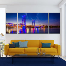 Load image into Gallery viewer, Beautiful Piscataqua River Bridge New Hampshire At Night 3 piece Wall Decor For Living Room
