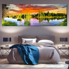 Load image into Gallery viewer, Beautiful  Scenery  Canvas  Wall  Art  Grand  Teton  Orange  Cloudy  Sky  Canvas  Print  Wyoming  Green  Trees  Landscape  1  Piece  Multi  Canvas For Bedroom
