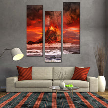 Load image into Gallery viewer, Beautiful  Scenery  Canvas  Wall  Art  Orange  Cloudy  Sky  3  Piece  Canvas  Print  Red  Volcano  Eruption  Living  Room  Multi  Canvas  Artwork For Living Room
