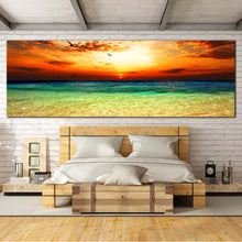 Load image into Gallery viewer, Beautiful  Sea  Canvas  Wall  Art  Green  Seascape  Canvas  Print  Ocean  Sky  Canvas  Print  Orange  Cloudy  Sunset  Bedroom  1  Piece  Canvas For Bedroom
