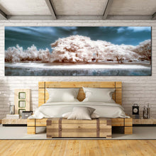 Load image into Gallery viewer, Beautiful  Trees  Canvas  Wall  Art  Bangkok  Blue  Clouds  Sky  Canvas  Artwork  Thailand  White  Trees  Water  Reflection  Bedroom  1  Piece  Canvas  Print In Bedroom
