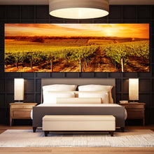 Load image into Gallery viewer, Beautiful  Vineyard  Canvas  Print  Yellow  Orange  Sky  Vineyard  Landscape  Multi  Canvas  Artwork  Green  Vinyard  Scenery  Bedroom  1  Piece  Canvas  Wall  Art For Bedroom
