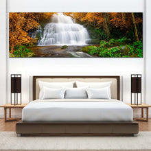 Load image into Gallery viewer, Beautiful  Waterfall  Canvas  Wall  Art  Orange  Green  Trees  Forest  Waterfall  Bedroom  1  Piece  Canvas  White  Waterfall  Scenery  Canvas  Print For Bedroom
