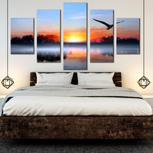 Load image into Gallery viewer, Birds  Flying  Blue  Sky  at  Dawn  5  Piece  Canvas  Print For Bedroom
