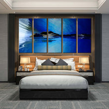 Load image into Gallery viewer, Black Blue Modern Abstract Landscape 5 Piece photography prints For Bedroom

