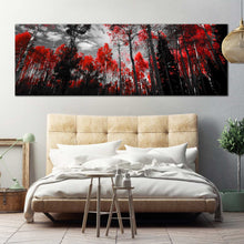 Load image into Gallery viewer, Black  White  Red  Trees  Wall  Art  Colorado  Forest  1  Piece  Canvas In Bedroom
