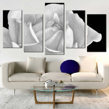 Load image into Gallery viewer, Blooming Rose Canvas Print Black Background Monochrome Flower 5 Piece Canvas WallArt White Rose Digital Painting Canvas Set For Living Room
