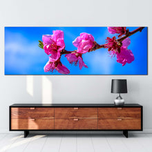 Load image into Gallery viewer, Blossoming Branch Canvas Wall Art Pink Flowers 1 Piece Canvas Artwork Beautiful Blue Sky Floral Canvas Print In Living Room
