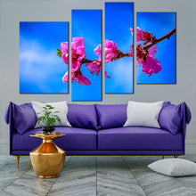 Load image into Gallery viewer, Blossoming Branch Canvas Wall Art Pink Flowers 4 Piece Multi Canvas Beautiful Blue Sky Floral Canvas Print for living room
