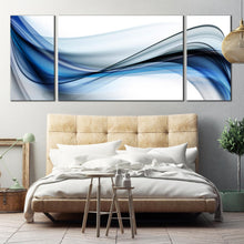 Load image into Gallery viewer, Blue  Abstract  wave  pattern  on  white  background  Triptych  Wall  Art In Bedroom
