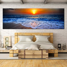 Load image into Gallery viewer, Blue  Beach  At  Sunset  Seascape  Panoramic  Canvas  Art  Print For Bedroom
